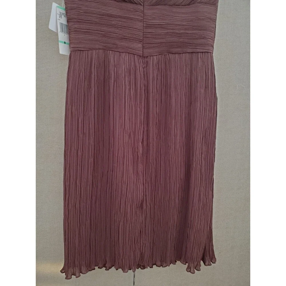 Evan Picone Chocolate Brown Sleeveless V-Neck Bead Accented Crepe Dress Sz 8 NWT - Picture 7 of 10